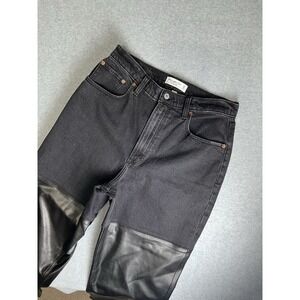 Abercrombie '90s Straight Ultra High Rise Jeans Denim/Faux Leather sz 30 10XL